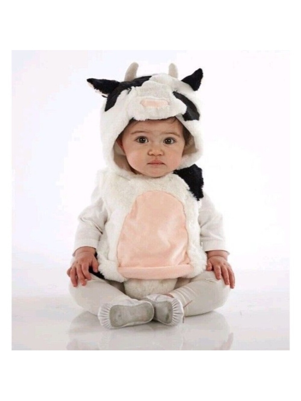 Pottery Barn Kids Baby 0-6 Months Cow Costume Black White Photos Birthday